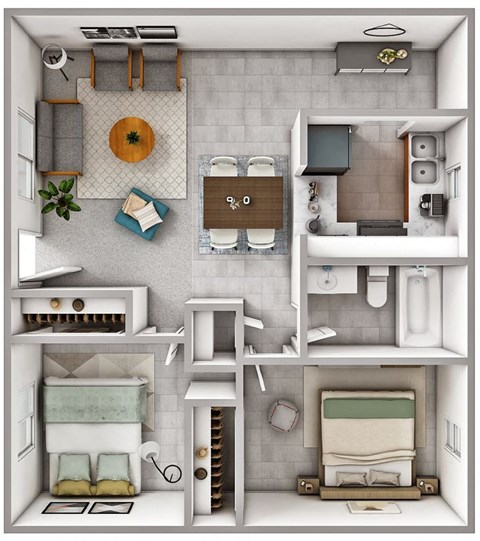 Floor plan for 2 beds, 1 bath, 800 sqft